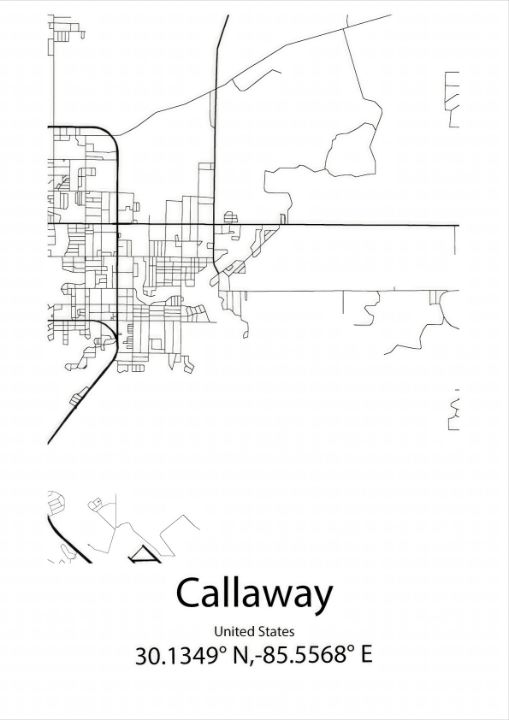 Callaway,United States Line Map Art - Kaigozen - Drawings ...