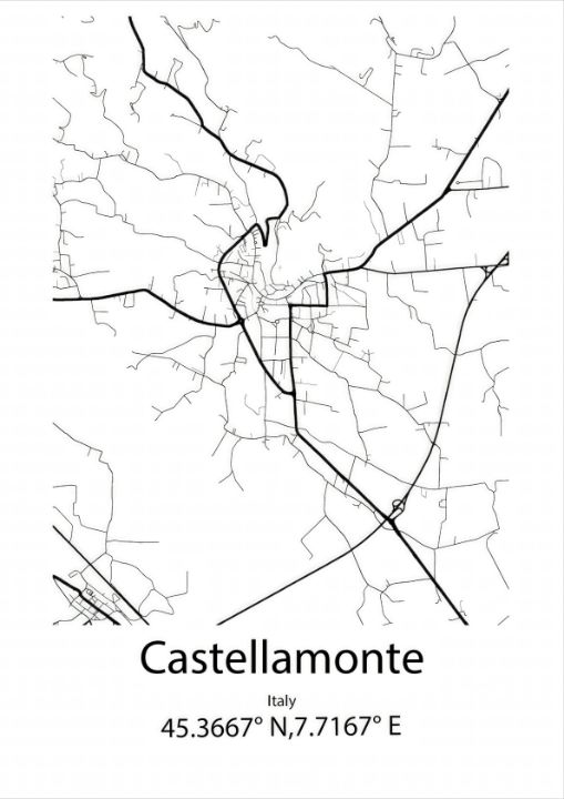 Castellamonte, Italy Map - Kaigozen - Drawings & Illustration, Places ...