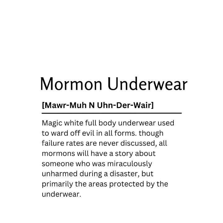 Mormon Underwear Dictionary Definit - Kaigozen - Digital Art, Humor &  Satire, Signs & Sayings - ArtPal