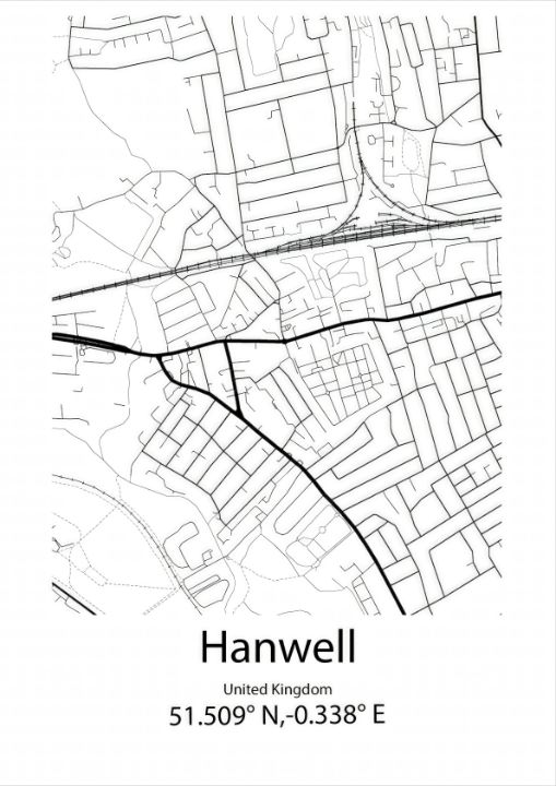 Hanwell Postcode Map Hanwell, United Kingdom Map - Kaigozen - Drawings & Illustration ...