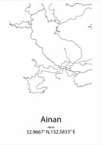 Ainan,Japan Line Map Art - Kaigozen - Drawings & Illustration ...