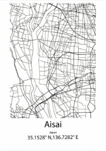 Aisai,Japan Line Map Art - Kaigozen - Drawings & Illustration ...