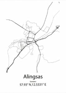 Alingsas,Sweden Line Map Art - Kaigozen - Drawings & Illustration ...