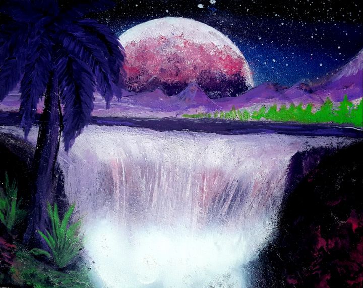 Moon Over mountains - RJ's spray paint Art - Paintings & Prints