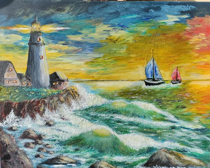 Lighthouse Glory - Claude's Paintings
