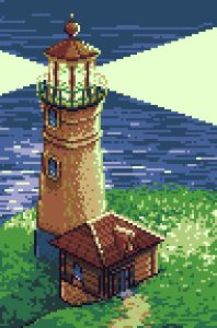 Lighthouse in the dusk pixelart