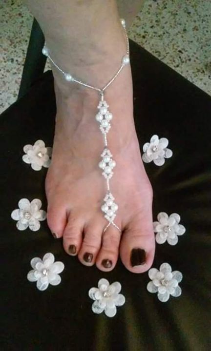 Elegant Pearl barefoot sandals Artful Expressions by Donna