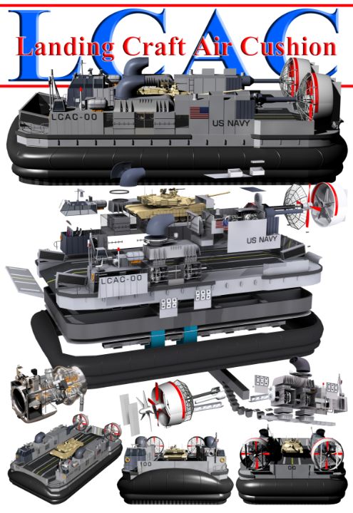 LCAC, Landing craft Air Cushion - Technical art - Drawings ...