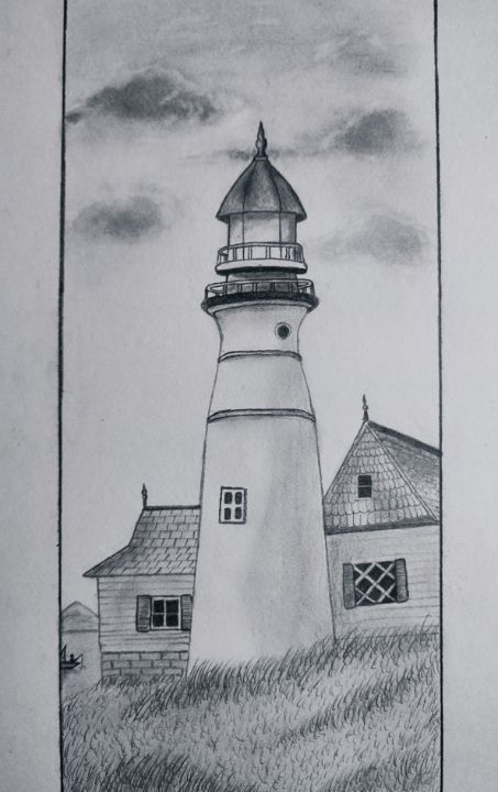 Lighthouse and Stormy Monsoon Clouds Stock Photo  Image of drawing  season 199236218