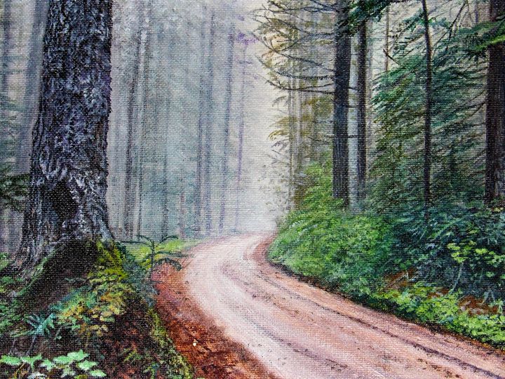 Foggy Forest Road Lori Paintings Prints Landscapes Nature