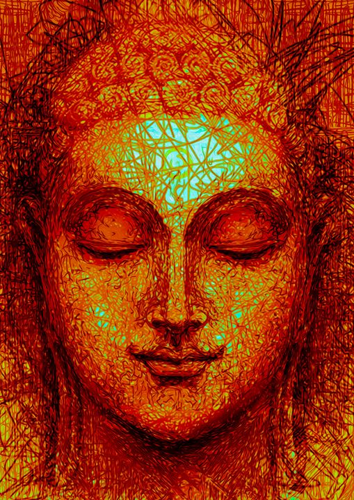 Quadro – Buddha Smile (1 Part) Wide Orange