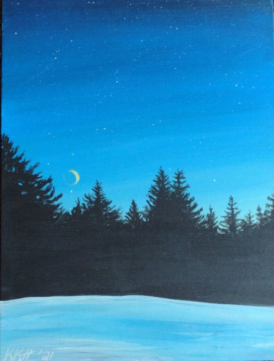 easy night sky painting