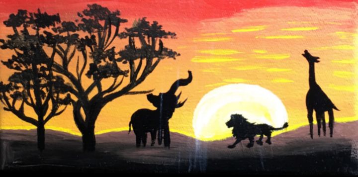 african sunsets with animals
