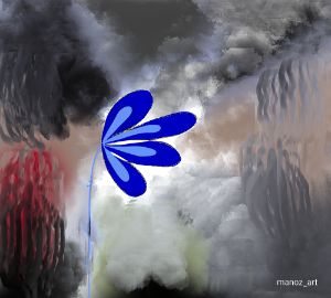 A flower in mid abstract - Manoz Art