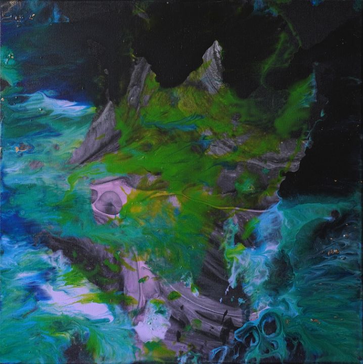 “Japanese DRAGON”green blue abstract - Palirina
