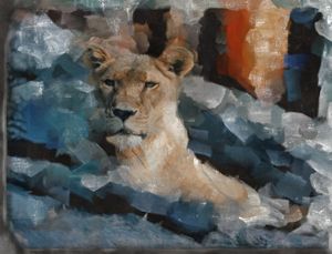 LIONESS IN BLUE
