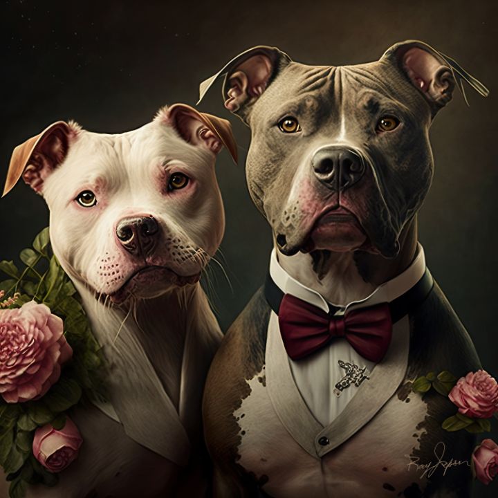 Two Dogs Same Master An Elegant Night Out - Dog Master - Digital Art & AI, Animals, Birds ...