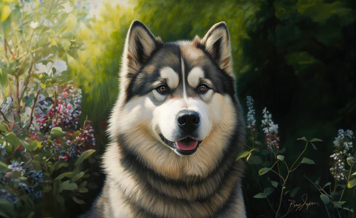 Malamute In The Garden - Dog Master - Digital Art & AI, Animals, Birds ...