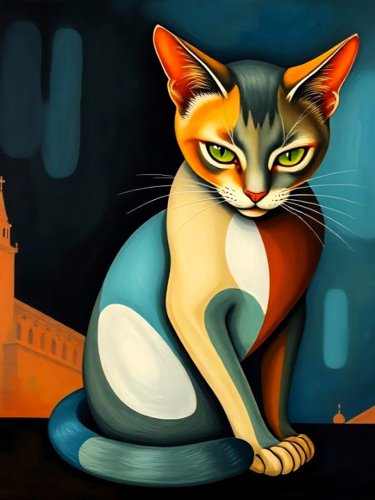 Creative and Vibrant Cat Portrait - A.D. Digital Art - Digital Art & AI ...