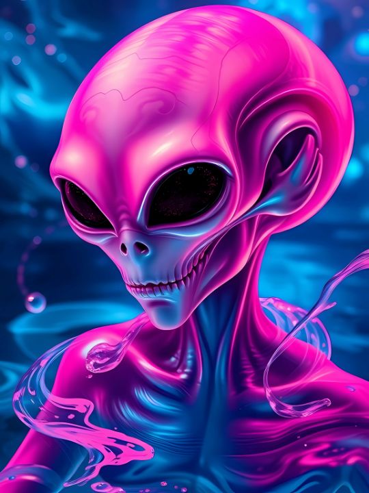 Alien in Purple-Blue Neon Water - A.D. Digital Art - Digital Art & AI ...