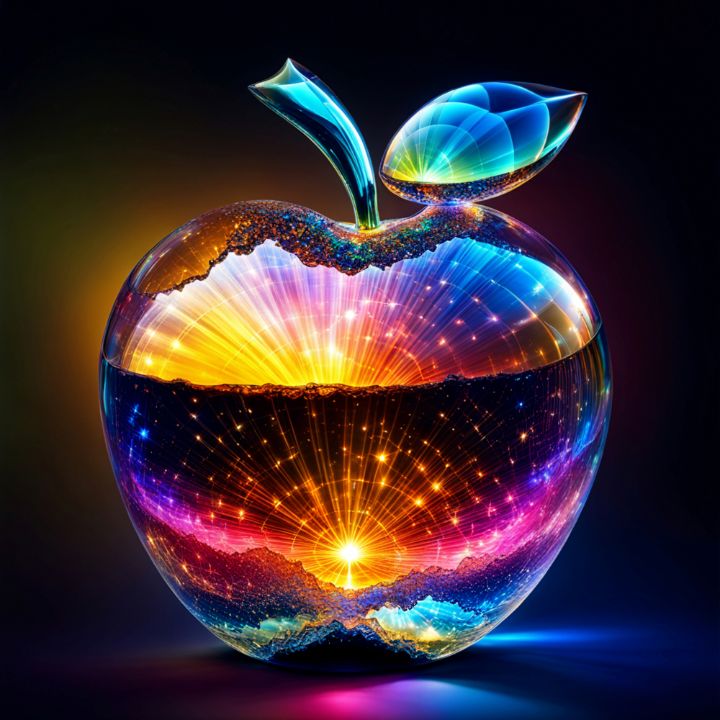 Galaxy in a Crystal Glas Apple - A.D. Digital Art - Drawings
