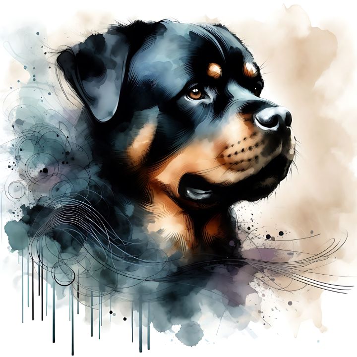 Rottweiler store Mix Dog Portrait Orginal Ink Painting 5x7 inches