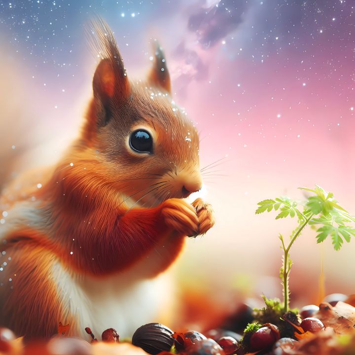 Red Chipmunk Eat Hazelnuts A.D. Visual Paintings & Prints, Animals