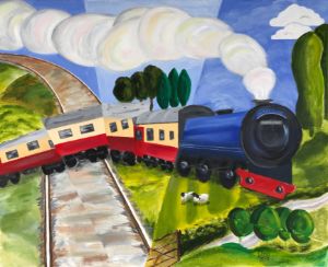 Train cutting through countryside
