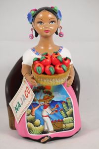Lupita Doll Sitting Apple Basket Pin - POCHTECA