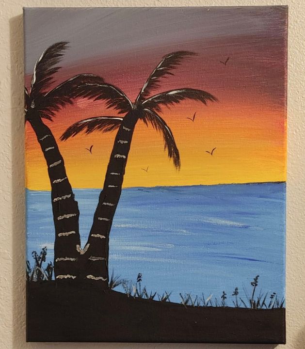 beach paintings with palm trees