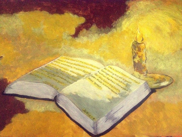 Old Books by Candlelight Step by Step Acrylic Painting on Canvas