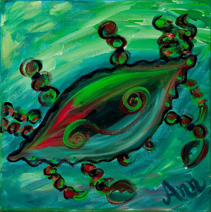 Swirly Crab - Decorative Impressions by Ann Lutz - Paintings & Prints,  Animals, Birds, & Fish, Aquatic Life, Crustaceans, Crabs - ArtPal