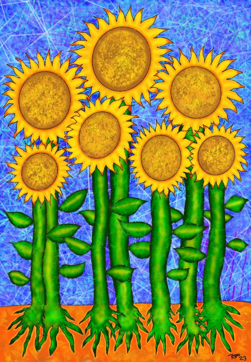 Artist Ruffo Rooted Sunflowers - Raoul Ruffo - Digital Art & AI, Flowers, Plants ...