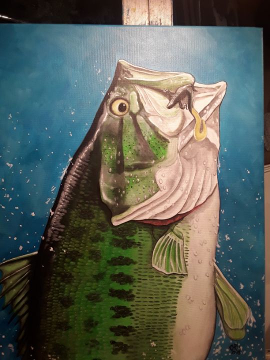 Largemouth bass jumping - Chrisart64 - Paintings & Prints, Animals, Birds,  & Fish, Other Animals, Birds, & Fish - ArtPal