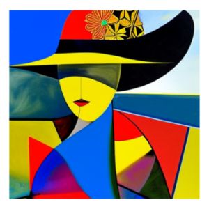 Lady In Yellow Hat Abstract - Blazology4Arts