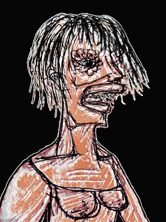 Sketchy Style Drawing Zombie Woman - Photography