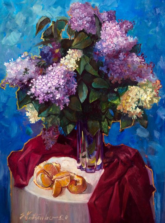 Lilac Painting Flowers Original Artwork Still Life Lilac Painting