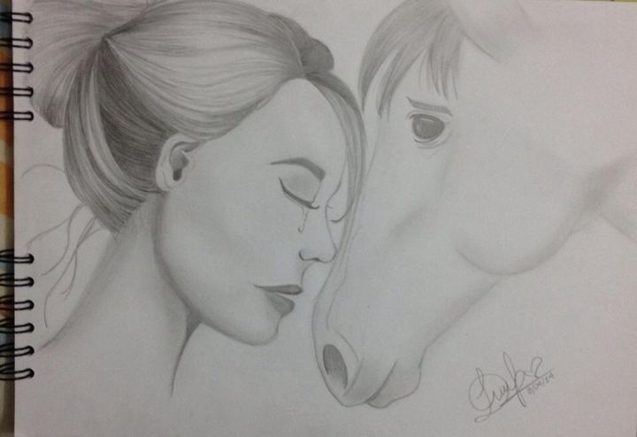 Girl and Horse Sketch - Etsy UK