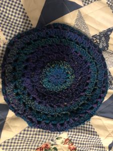 Crochet beret blue and purple