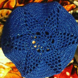 Crochet beret star blue