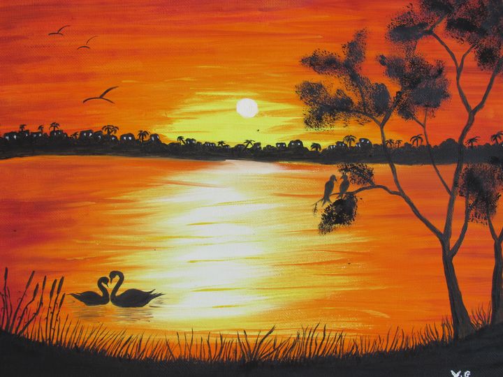 simple sunset oil paintings