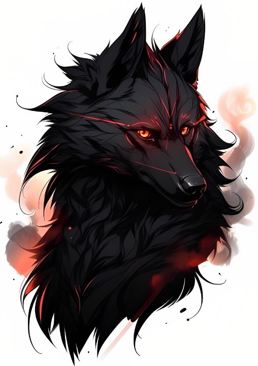 black anime wolf side view