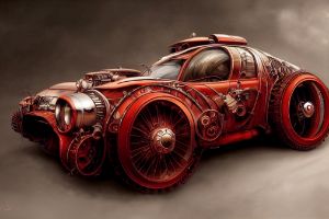Retro-futuristic red sport car
