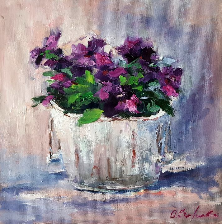 Purle Flowers - Olga Yegorova Art - Paintings & Prints, Flowers, Plants 