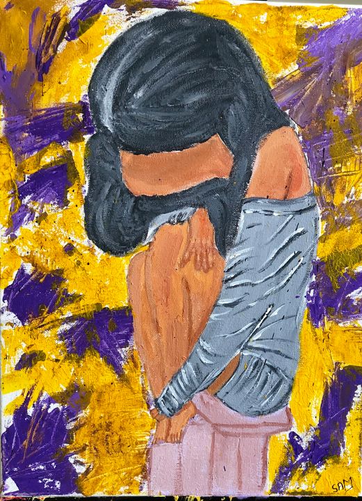 Sad girl arcylic painting - Sam
