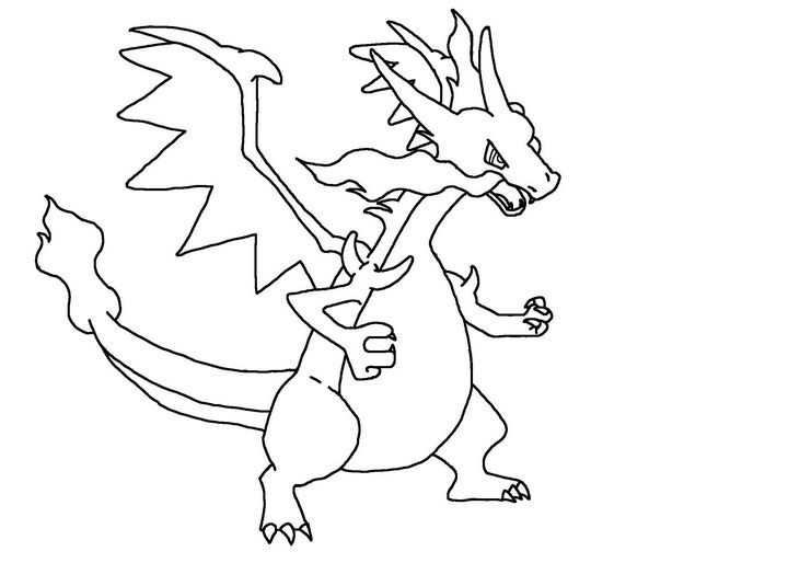 mega charizard x drawing