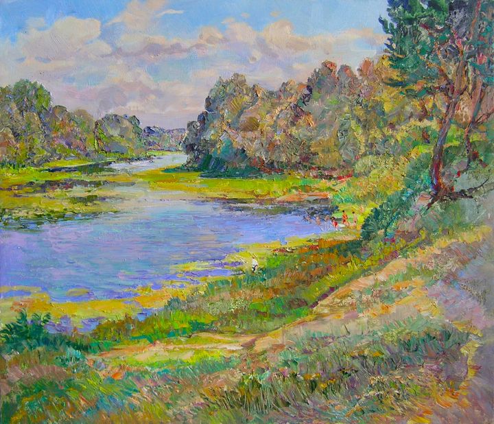 By the river - Aleksandr Dubrovskyy - Paintings & Prints, Landscapes ...