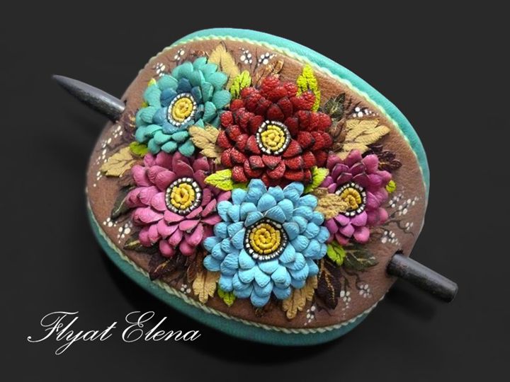 Hairpin for hair leather with chrysa - HFJewelleryShop