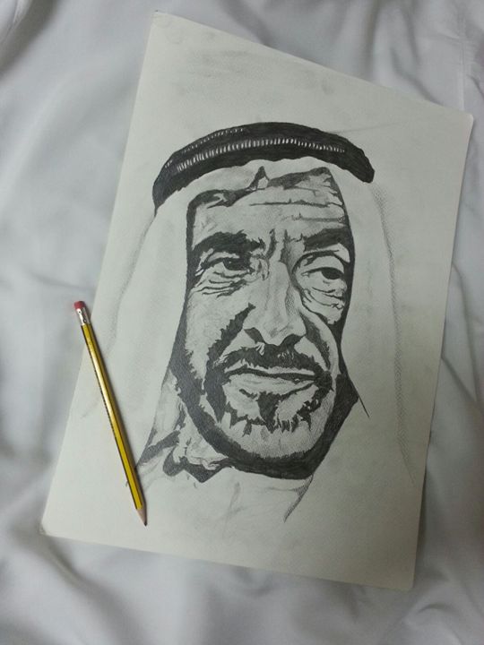 Sheikh  Zayed sketch drawing - Immortal rain studios
