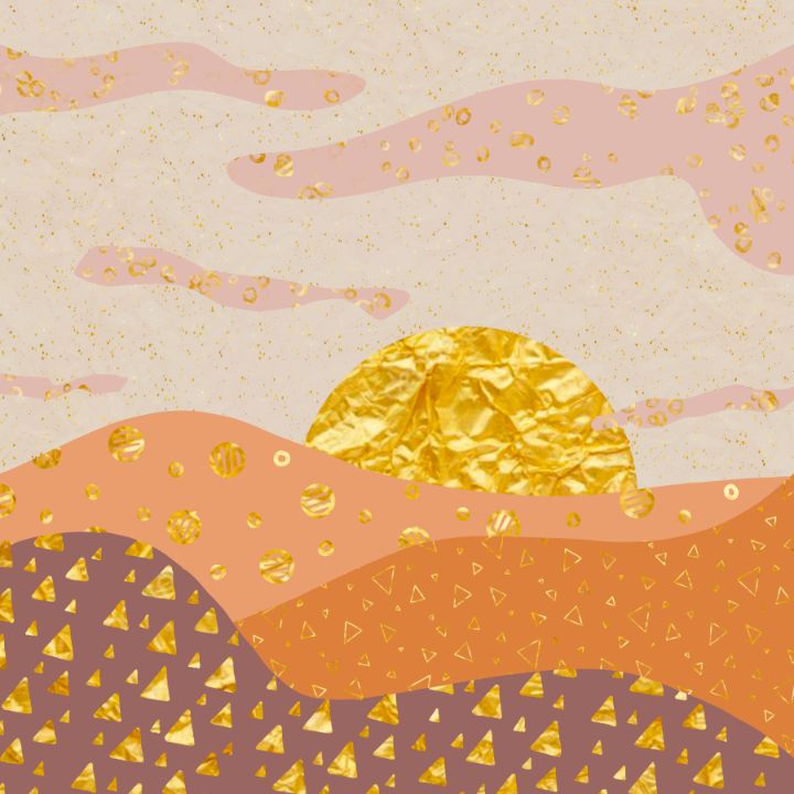 Abstract gold foil sunrise landscape - SoJoHello
